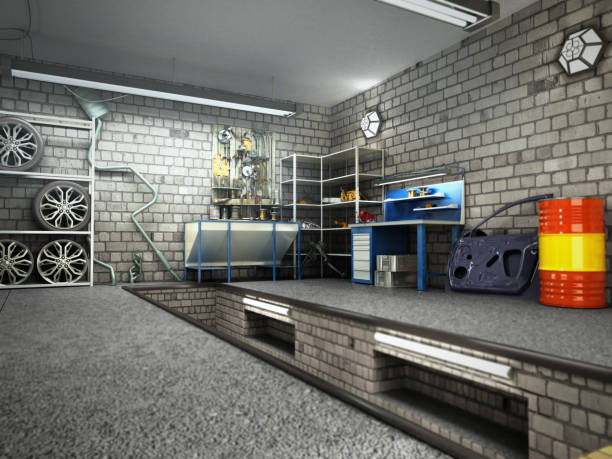 istock View of a Garage 3D Interior with Opened Roller Door 3D Rendering 913705370