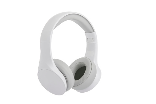 White headphones on white background.