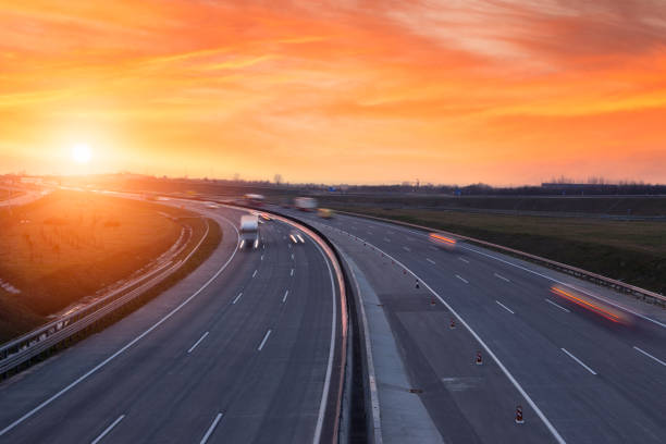 istock Sunset on the highway near Budapest 913709754