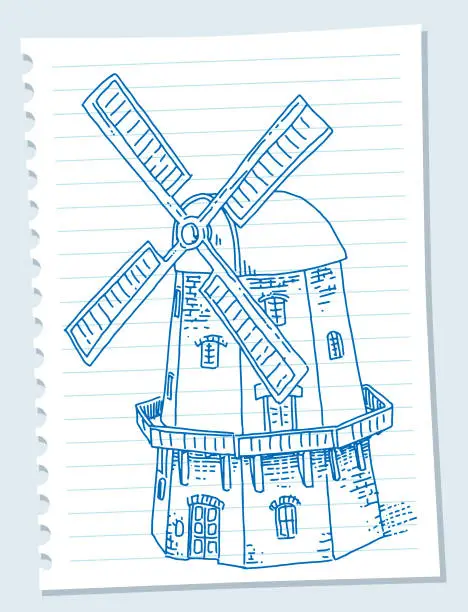 Vector illustration of Mill vector sketch