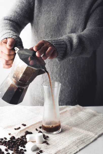 istock Arabica coffee in moka pot On a white background nature light 913713278