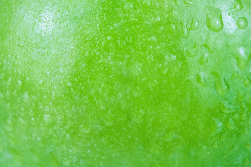 Green Apple with Droplet stock photo
