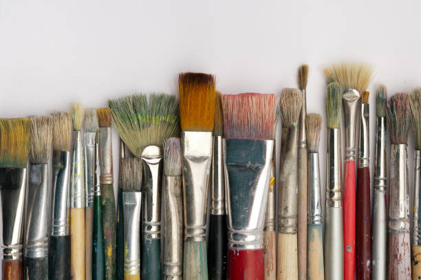 istock Much used artists paint brushes 913717638