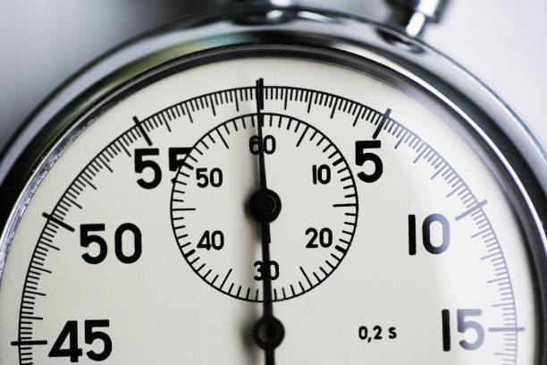 istock Old stopwatch isolated on white background top view 913721000