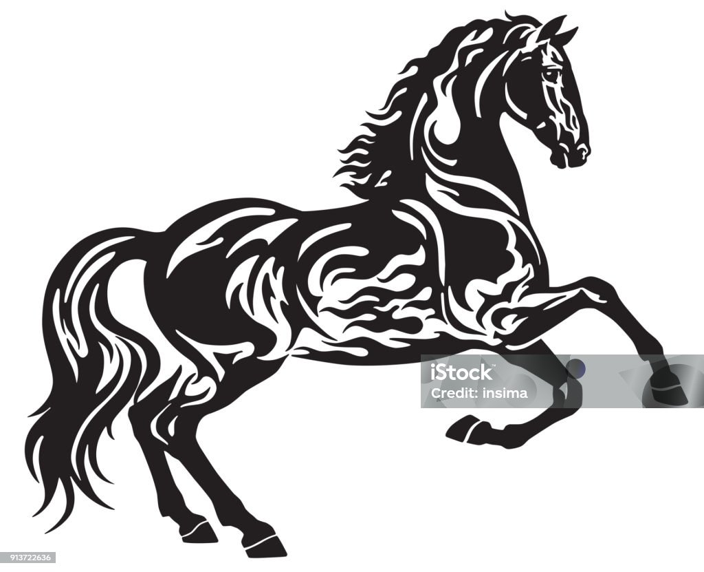 Siyah aygır at içinde serbest dolaşımı - Royalty-free Alev Vector Art Siyah aygır at içinde serbest dolaşımı - Royalty-free Alev Vector Art