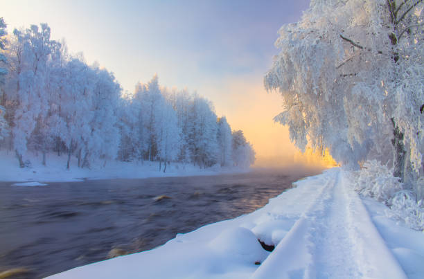 istock Snowy river landscape from Kuhmo, Finland. 913722866