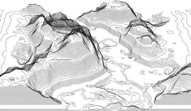 karte von der topographie-linie. vektor-abstrakte topografische karte-konzepte mit perspektive für ihre kopie. bergtourismus - reliefskulptur stock-grafiken, -clipart, -cartoons und -symbole