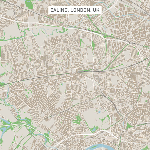 Ealing London UK City Street Map Vector Illustration of a City Street Map of Ealing, London, UK. Included files are EPS (v10) and Hi-Res JPG. 
Data courtesy from Ordnance Survey: VectorMap District
https://www.ordnancesurvey.co.uk/business-and-government/products/vectormap-district.html
OS OpenData is free to use under the Open Government Licence (OGL).
Contains OS data © Crown copyright and database right 2017.
http://www.nationalarchives.gov.uk/doc/open-government-licence/version/3/ eanling stock illustrations