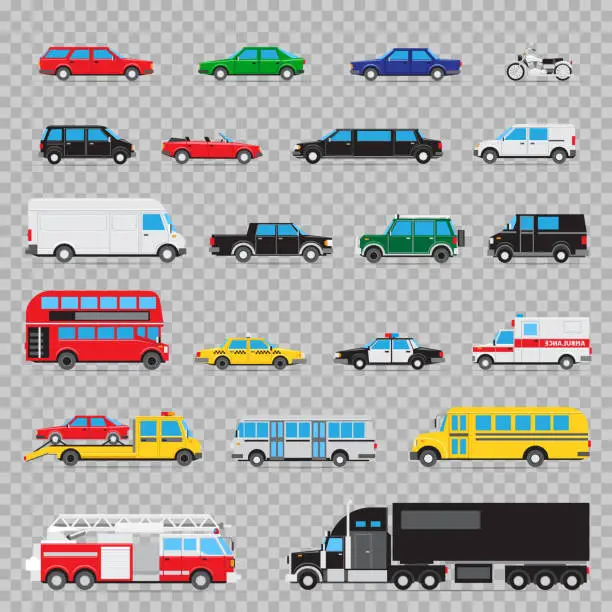 Vector illustration of auto transport icon set