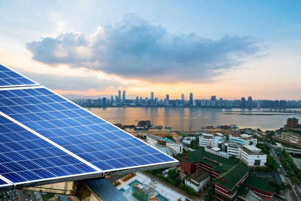 istock solar panels with cityscape of singapore 913742082