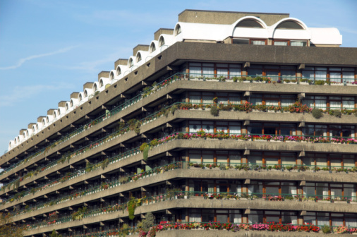 The Barbican Estate in the heart of London is famous for its floral display and the nearby arts cultural Barbican Centre
