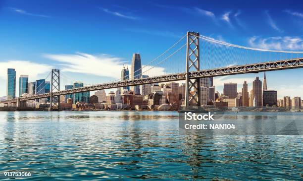 San Francisco On Sunny Day Stock Photo - Download Image Now - San Francisco - California, Urban Skyline, San Francisco-Oakland Bay Bridge