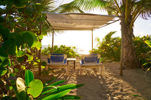 Mahahual Caribbean beach sunrise in Costa Maya of Mayan Mexico