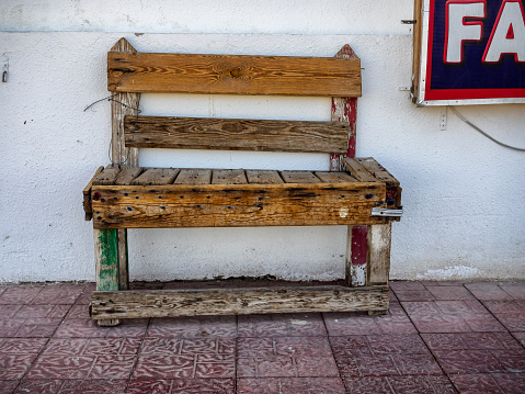 Aged homemade bench worn out in Sinai, Egypt