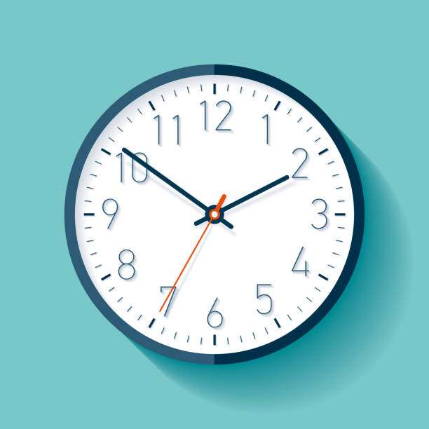 ikona zegara w płaskim stylu z liczbami, timer na turkusowym tle. zegarek biznesowy. element projektu wektorowego dla ciebie projektu - clock time alarm clock orange stock illustrations