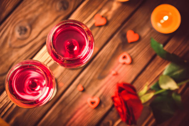 istock Valentine's day background with wine, candles 913754066
