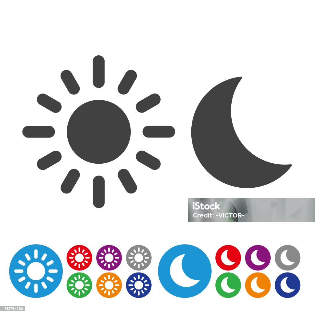 Day and Night Icons - Graphic Icon Series Day, Night, sun, moon, nature, natural phenomenon, weather Moon stock vector