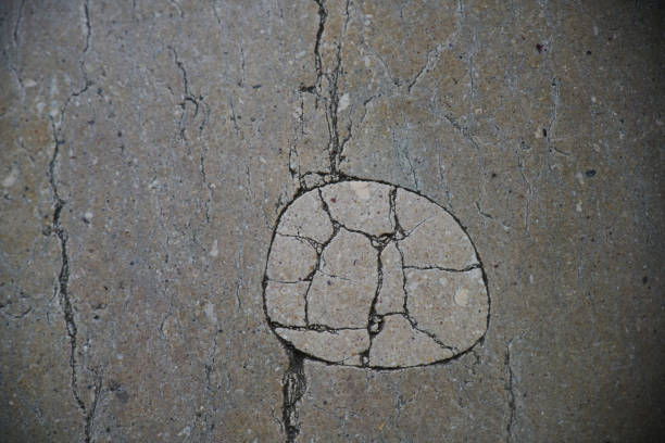 Gray cracked concrete texture background.