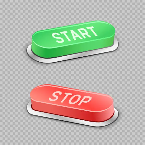 Vector illustration of start and stop buttons transparent