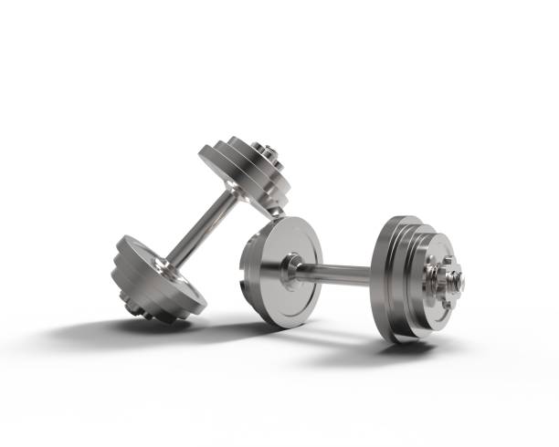 istock Metal dumbbells isolated on white background 913765114