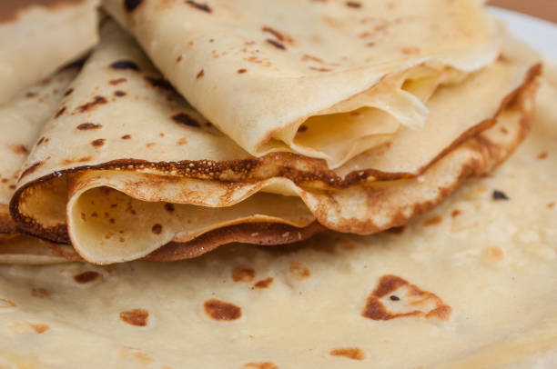 istock pancakes in a plate on wooden cutting board in bamboo texture 913768798