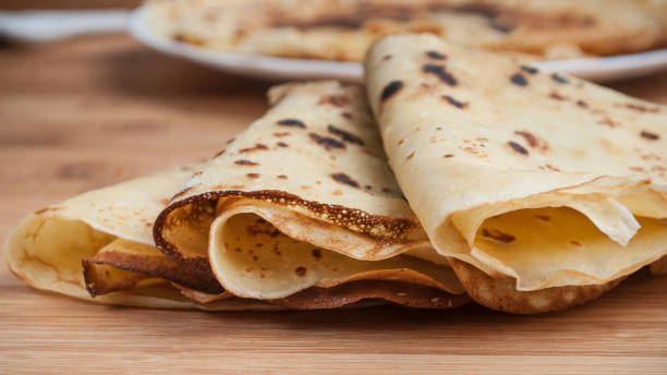 istock pancakes on wooden cutting board in bamboo texture 913768802