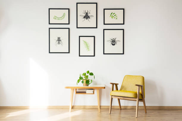 istock Yellow vintage chair in room 913769400