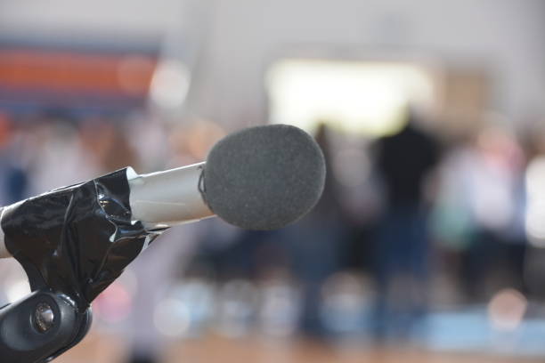 istock Microphone and defocused audience waiting for the show to begin 913770464
