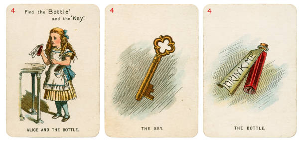 alice i underlandet spelkort 1898 set 4 - alice in wonderland bildbanksfoton och bilder