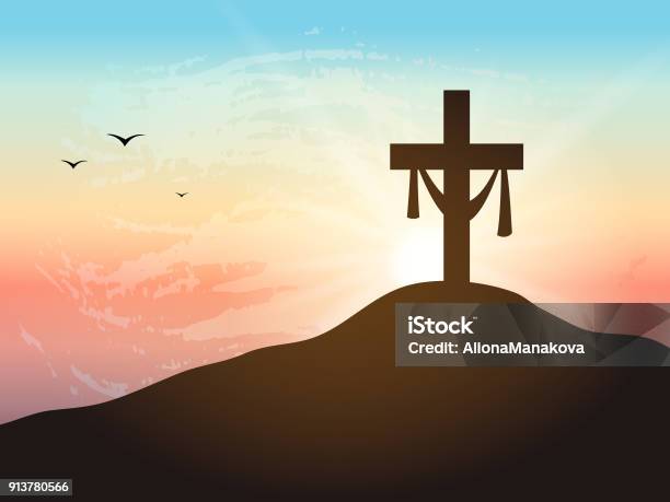 Resurrection Background With Sun Rays Stock Illustration - Download Image Now - Calvary - Jerusalem, Religious Cross, Cloud - Sky