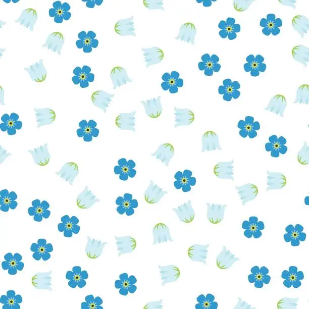 Vector illustration of Seamless, lily of the valley, forget-me-not 1-2