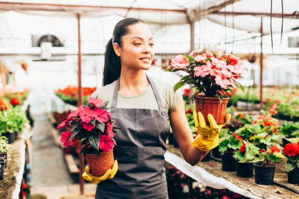 istock Woman in greenhouse 913781182