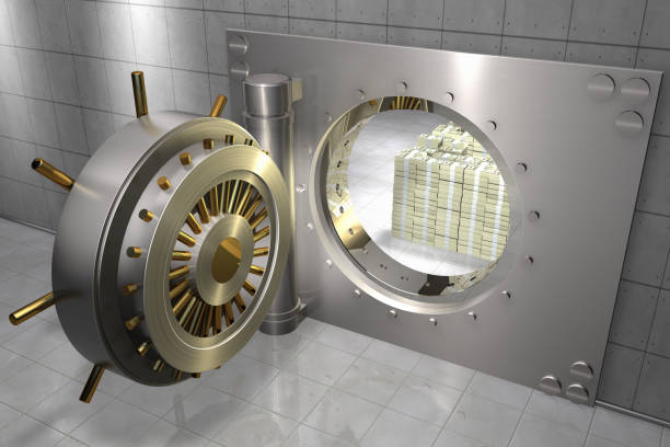 istock bank vault with stack of 100 dollar bills 913781586