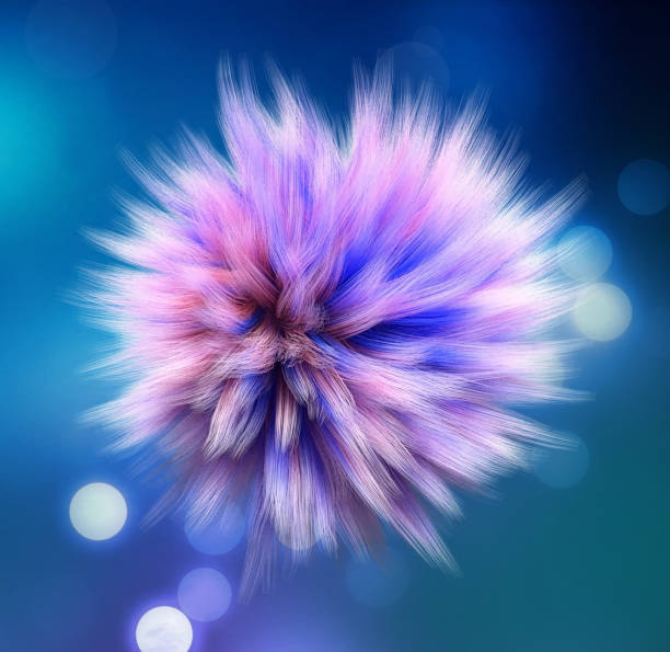 istock Fluffy colorful ball on colored background in blue tones. 913783900