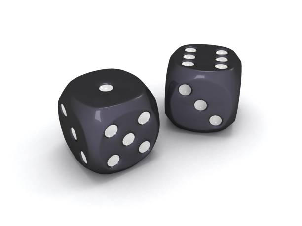 istock Two black dice, isolated on white background. 3d ilustration. 913784946