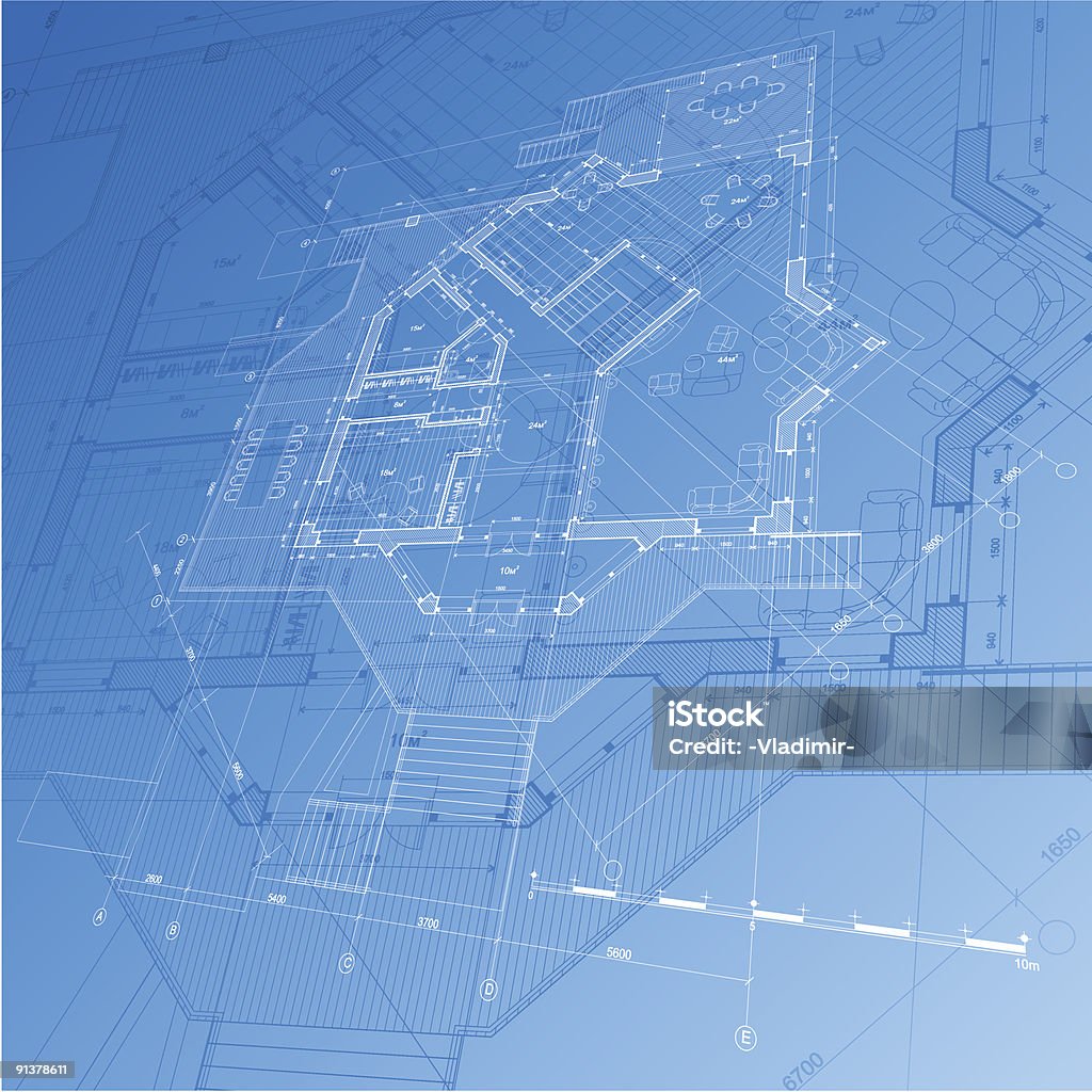 Projet Architectural de plan de la maison - clipart vectoriel de Abstrait libre de droits