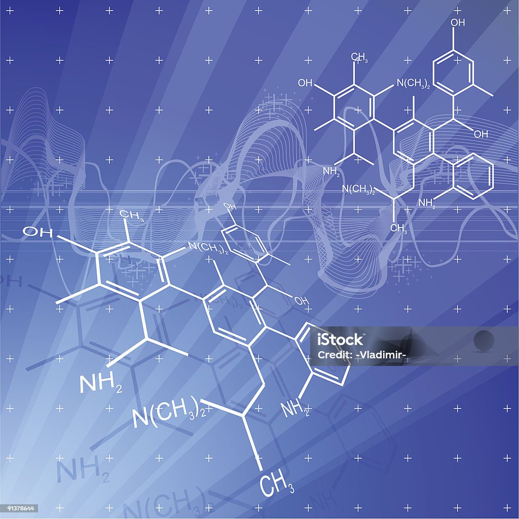 Strahlen von Licht und chemischen Formeln - Lizenzfrei Abstrakt Vektorgrafik