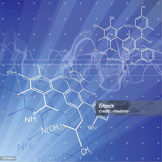 Strahlen Von Licht Und Chemischen Formeln Stock Vektor Art und mehr Bilder von Abstrakt - Abstrakt, Atom, Bildhintergrund