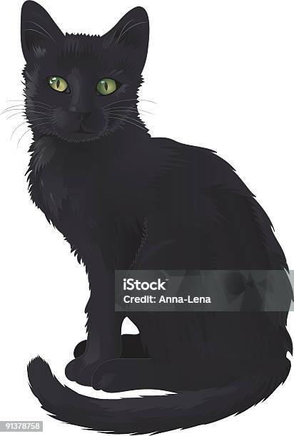 Black Cat Stock Illustration - Download Image Now - Domestic Cat, Black Color, Vector