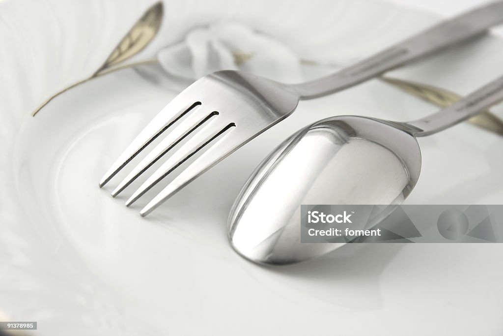 Argento stoviglie utensili - Foto stock royalty-free di Acciaio