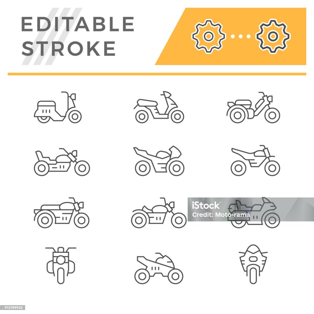 Ligne icônes ensemble de motos - clipart vectoriel de Moto libre de droits