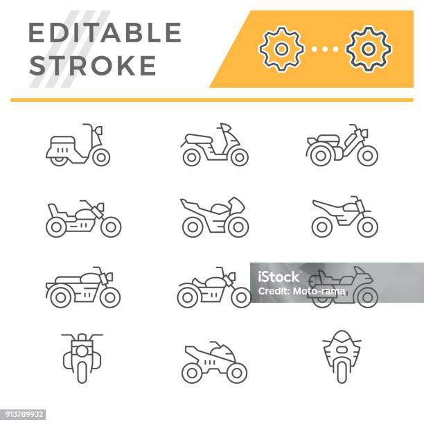 Set Line Icons Of Motorcycles Stock Illustration - Download Image Now - Motorcycle, Icon Symbol, Outline