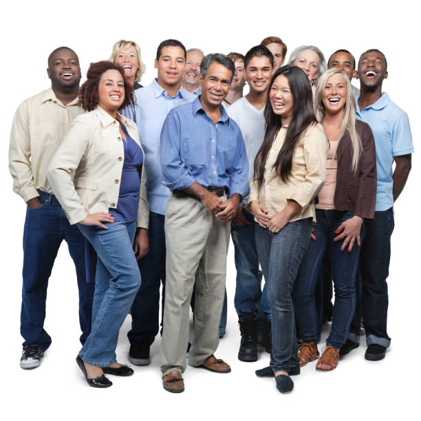istock Portrait of diverse people against white background 913800630