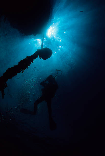 istock Silhoutte Of Underwater Diver 91380135
