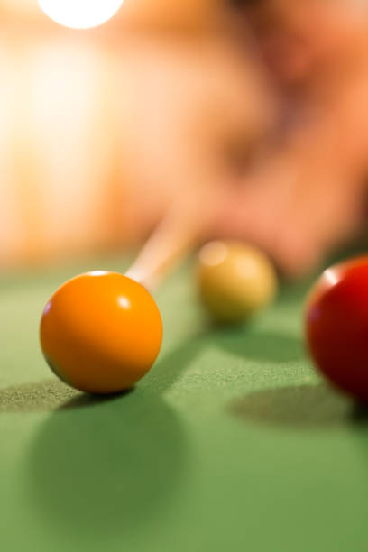 istock Board game with balls and cue billiards 913804830