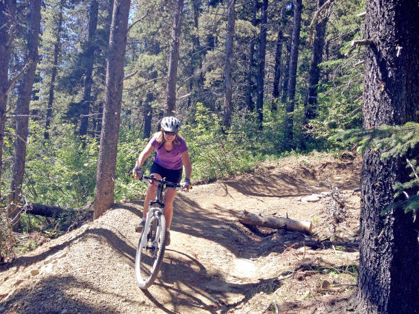 mountain bike no canadá - kananaskis country - fotografias e filmes do acervo