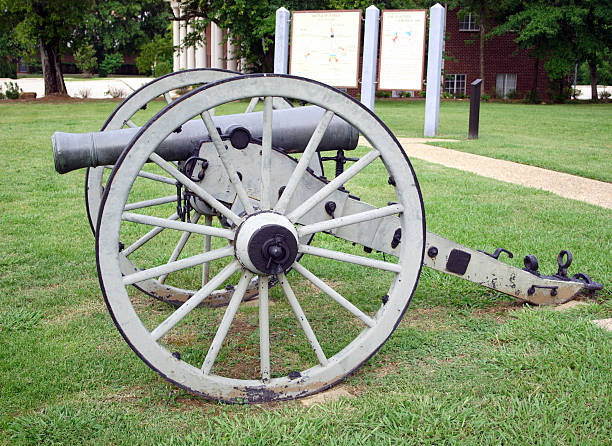 측면 보기 Civil War Cannon 스톡 사진