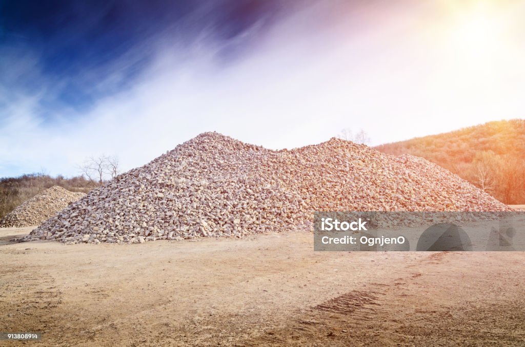 a pile of gravel Construction Site Stock Photo