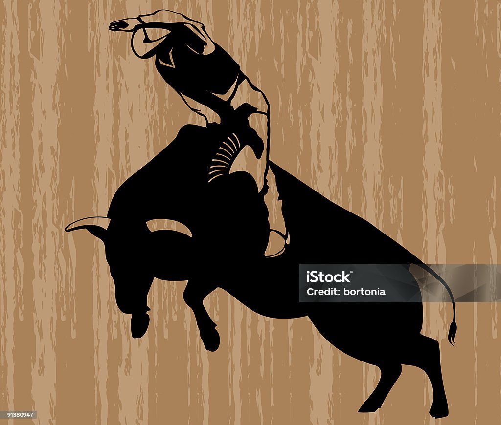 Cowboy Riding A Leaping Bull Stock Illustration - Download Image Now - Bull  Riding, Adult, Art And Craft - iStock
