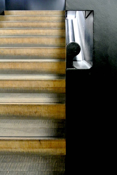 istock internal staircase with wooden railing 913812622